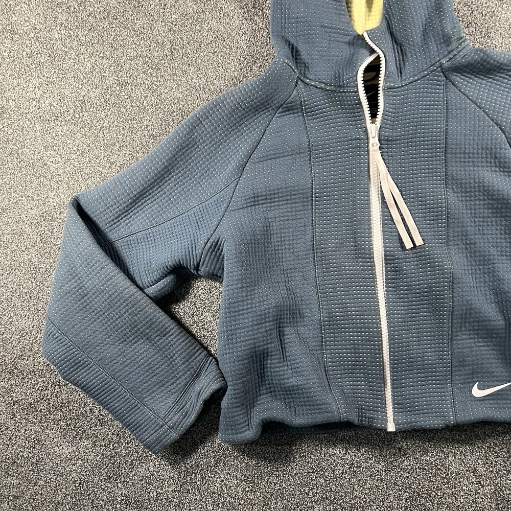 Nike Therma-FIT Full Zip Hoodie Women's Medium Blue Waffle Textured Training - Picture 2 of 9